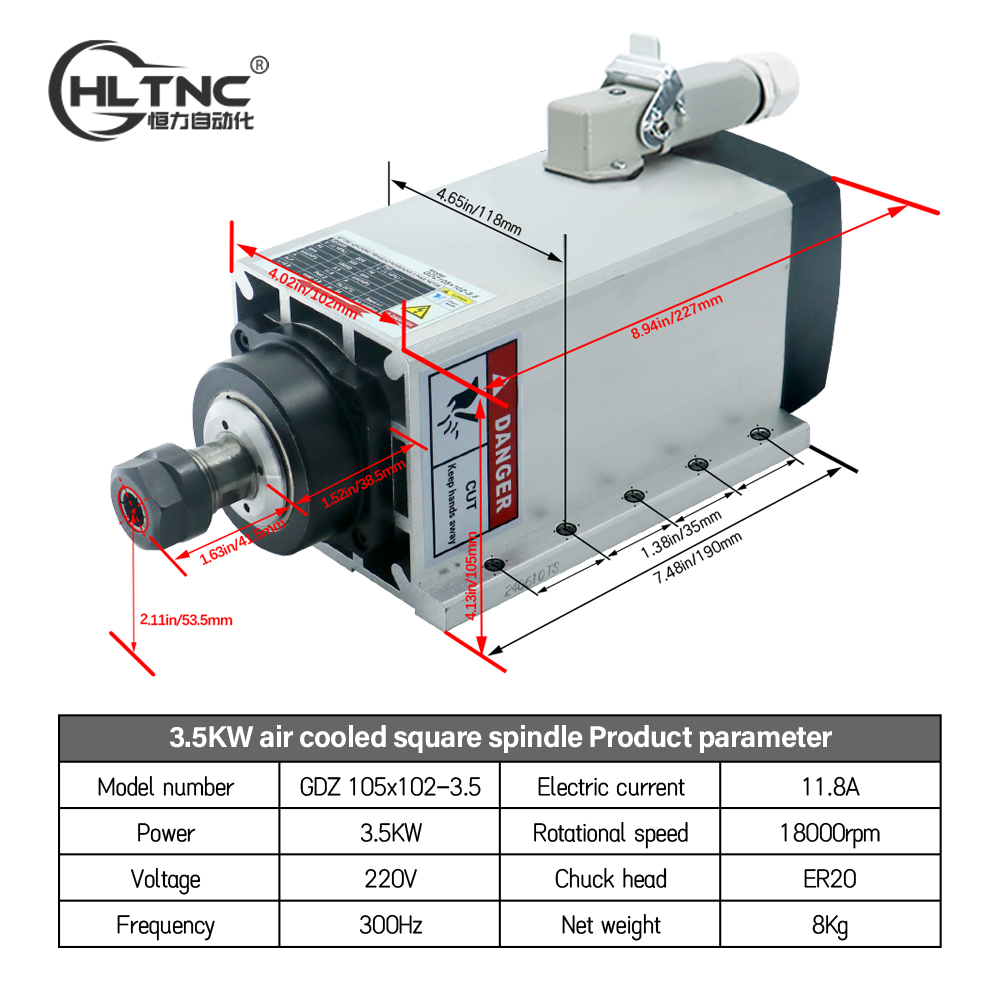 3.5KW ER20 220V 스퀘어 플라이엣지 접합 박 - Cnc Spindle Motor 리뷰 및 가격