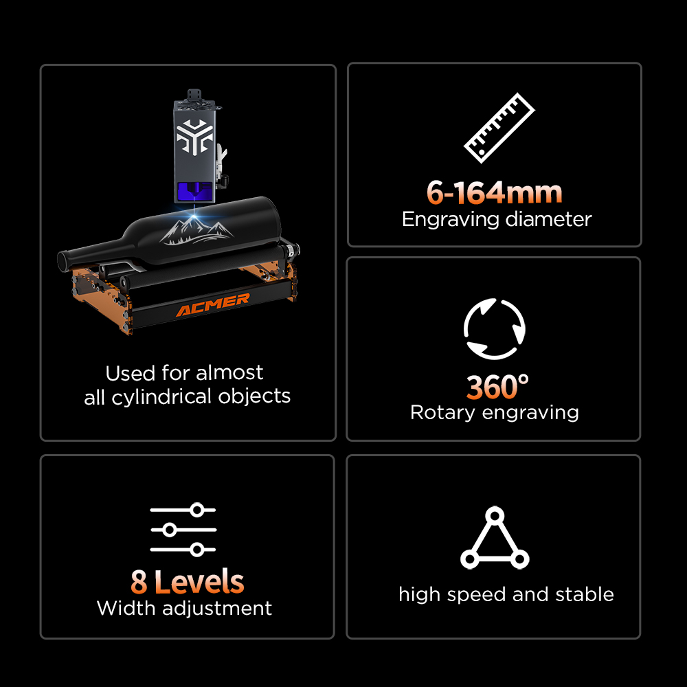 ACMER M3 레이저 로터리 롤러 360 °   레이 - Laser Engraving Software 리뷰 및 가격