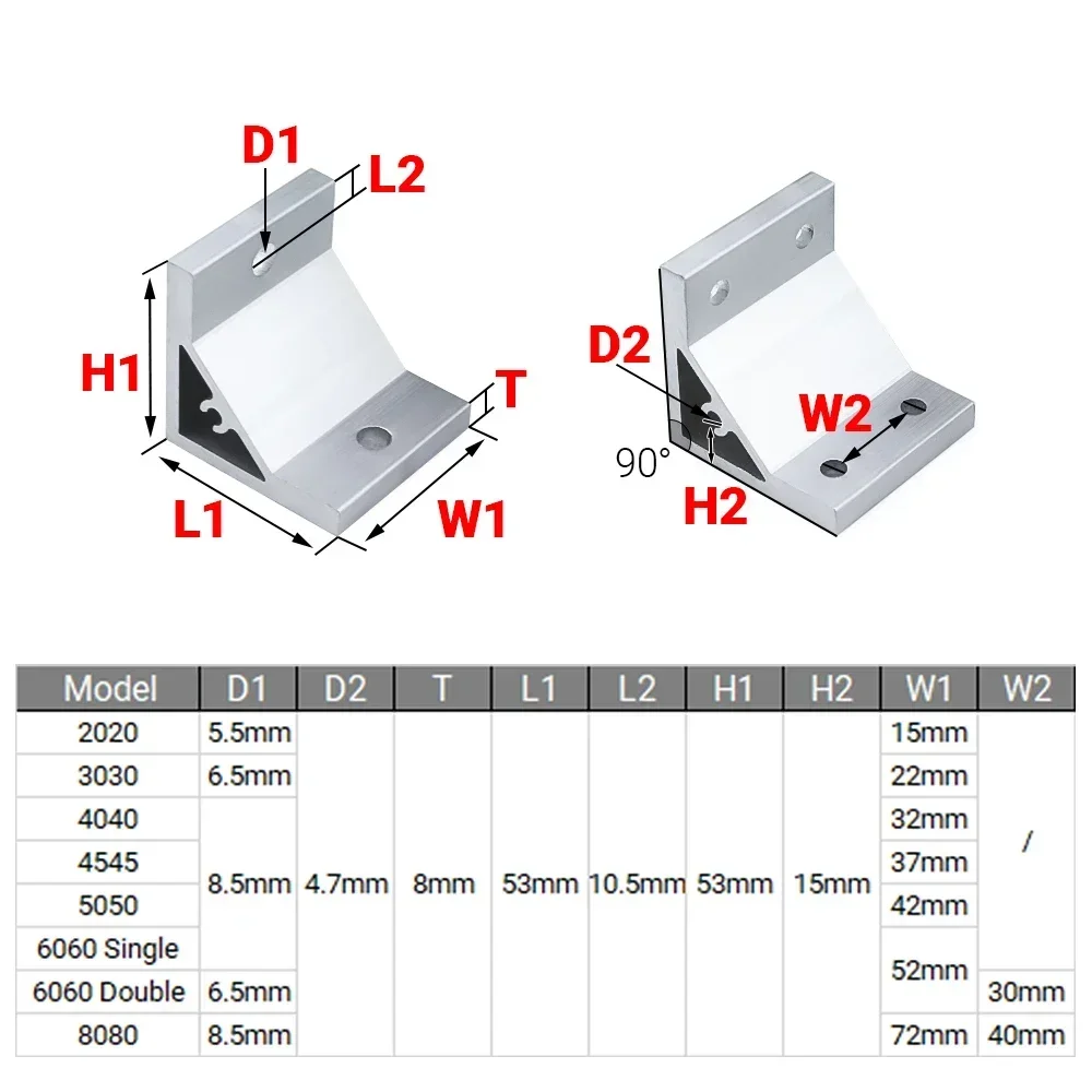 4Pcs 90도 코너 앵글 브래킷 2020 3030 4 - Aluminum T-Slot Profile 리뷰 및 가격